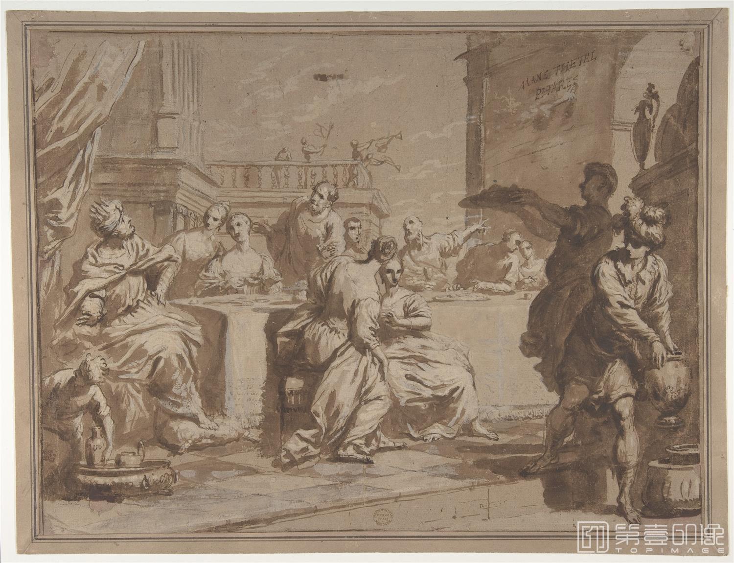素描-美国纽约大都会美术馆素描藏画-Antonio GionimaThe Feast of Belshazzar-0191